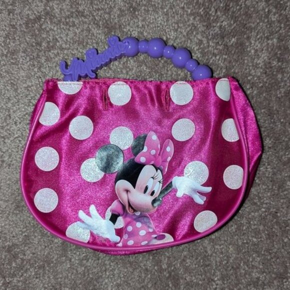 *3 FOR $9* Disney Minnie Mouse Small Glitter Polka Dot Graphic Handbag Purse Bag - Picture 1 of 2
